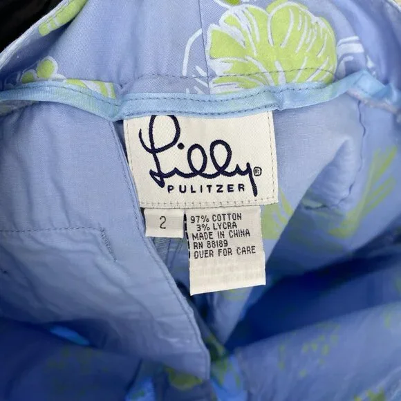 VTG Lilly Pulitzer Pants 2 Purple Fruit Capri Crop Chino Floral Wide Leg - Picture 3 of 12